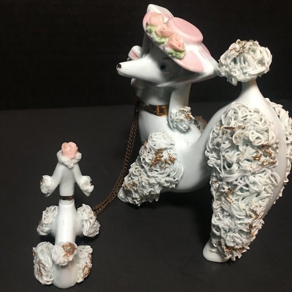 Vintage Mother and Baby Poodle Ceramic Noodle Figurines. - Picture 4 of 16